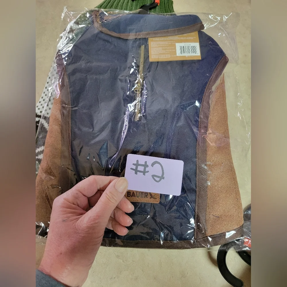 Eddie Bauer size med lined dog coat- blue/brown
